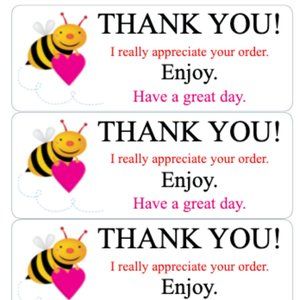 Bumble Bee Thank You Stickers Order Shipping Labels Posh Shop Box Label Sticker
